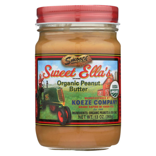 Cream-Nut and Sweet Ella's Organic Peanut Butter - Smooth - Case of 12 - 13 oz.