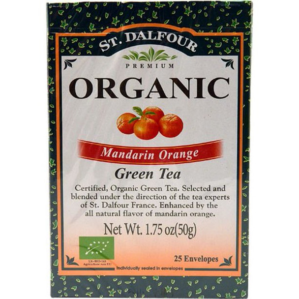 St Dalfour Organic Mandarin Orange Green Tea Mandarin Orange - 25 Tea Bags - Case of 6
