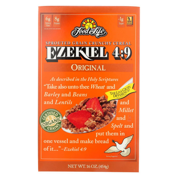 Food For Life Baking Co. Cereal - Organic - Ezekiel 4-9 - Sprouted Whole Grain - Original - 16 oz - case of 6