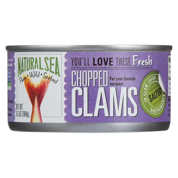 Natural Sea Wild Atlantic Surf Clams, Chopped - Case of 12 - 6.5 OZ