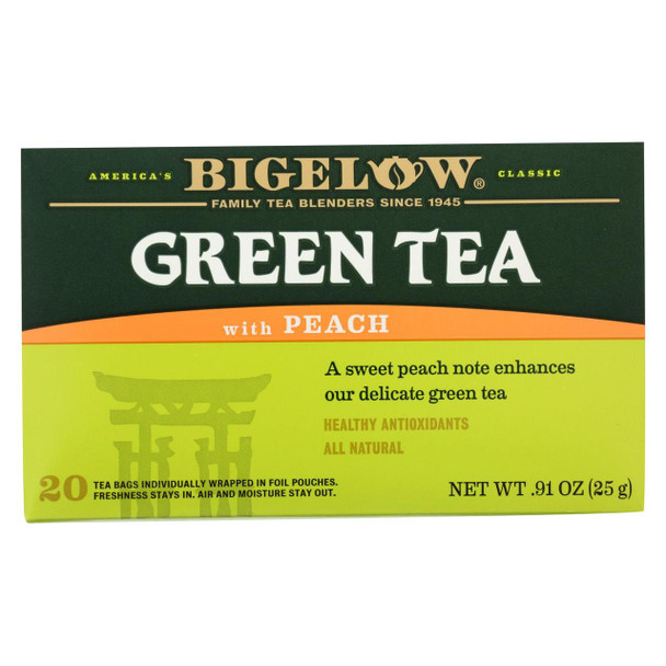 Bigelow Tea Green Tea - with Peach - Case of 6 - 20 BAG