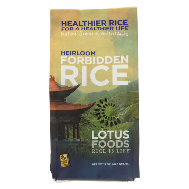 Lotus Foods Heirloom Forbidden Black Rice - Case of 6 - 15 oz.