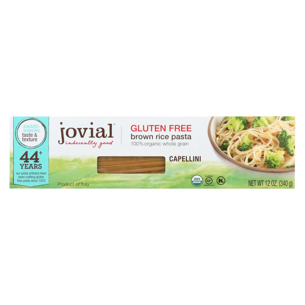 Jovial - Gluten Free Brown Rice Pasta - Capellini - Case of 12 - 12 oz.