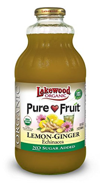 Lakewood Organic Lemon Ginger Echinacea - Ginger - Case of 12 - 32 Fl oz.