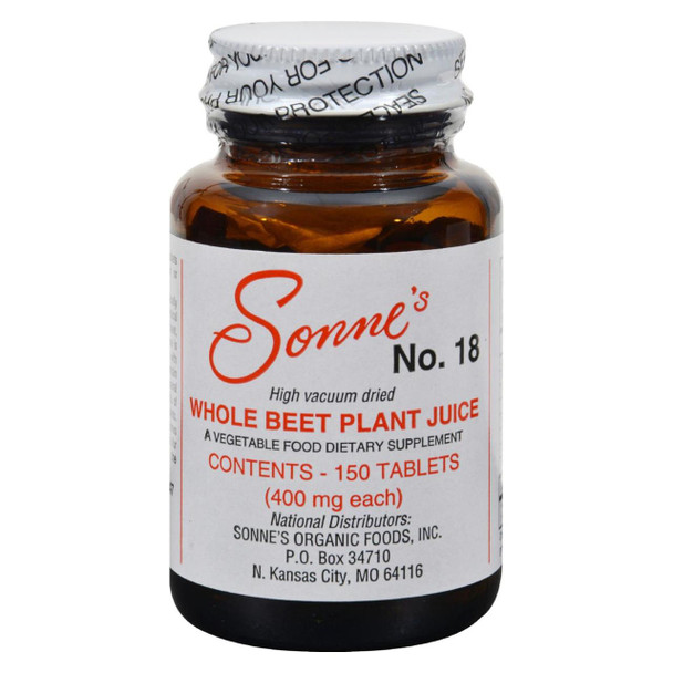 Sonne's - Whole Beet Plant Jce #18 - EA of 1-150 TAB