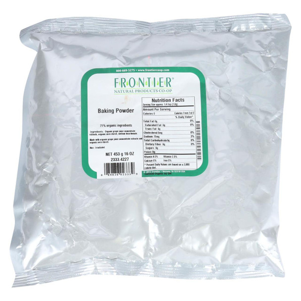 Frontier Herb Baking Powder - 71 Percent Certified Organic - Aluminum Free - Bulk - 1 lb