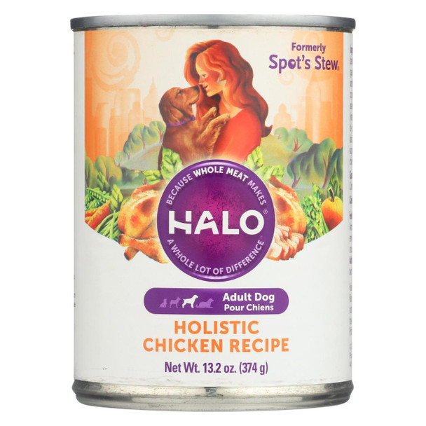 Halo Purely For Pets Halo Adult Dog Chicken Spots Stew - Wholesome Chicken - Case of 12 - 13.2 oz.