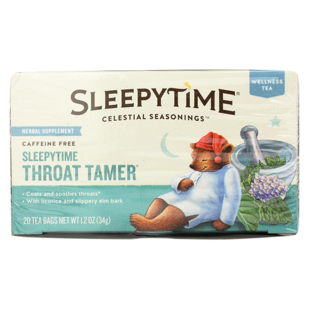 Celestial Seasonings Throat Tamer Herbal Tea - Case of 6 - 20 BAG