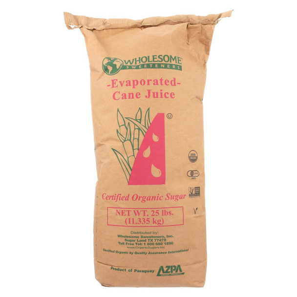 Wholesome Sweeteners Cane Sugar Organic and Natural - Single Bulk Item - 25LB