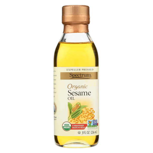 Spectrum Naturals Organic Unrefined Sesame Oil - Case of 6 - 8 Fl oz.