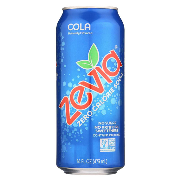 Zevia Soda - Zero Calorie - Cola - Tall Girls Can - 16 oz - case of 12