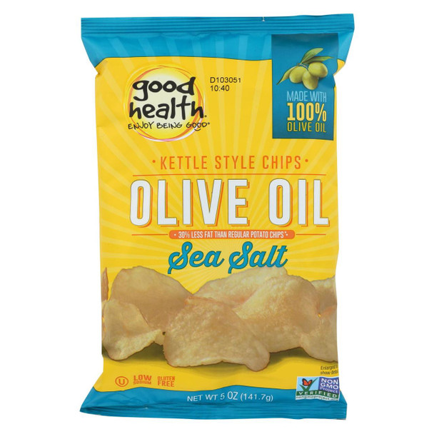 Good Health Kettle Chips - Sea Salt - Case of 12 - 5 oz.