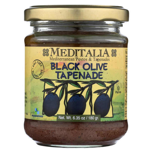 Meditalia Black Olive Tapenade Spread - Case of 6 - 6.35 oz.