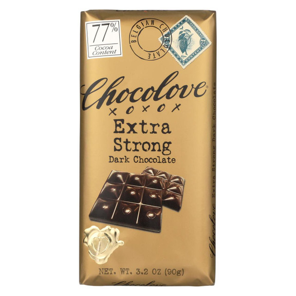 Chocolove Xoxox - Premium Chocolate Bar - Dark Chocolate - Extra Strong - 3.2 oz Bars - Case of 12