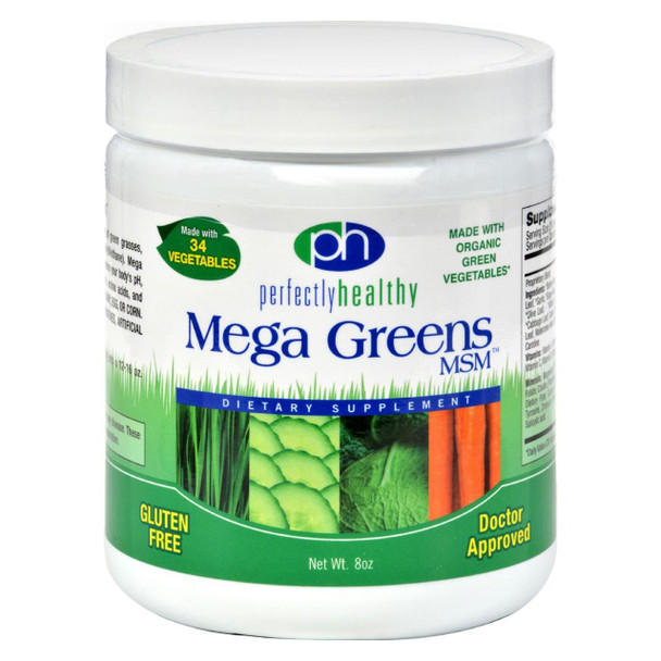 Perfectly Healthy Mega Greens plus MSM Powder - 8 oz