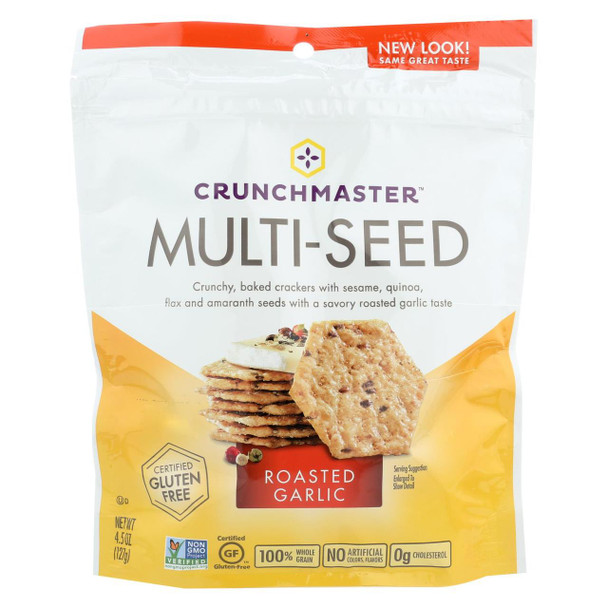 Crunchmaster Multi-Seed Crackers - Roasted Garlic - Case of 12 - 4.5 oz.