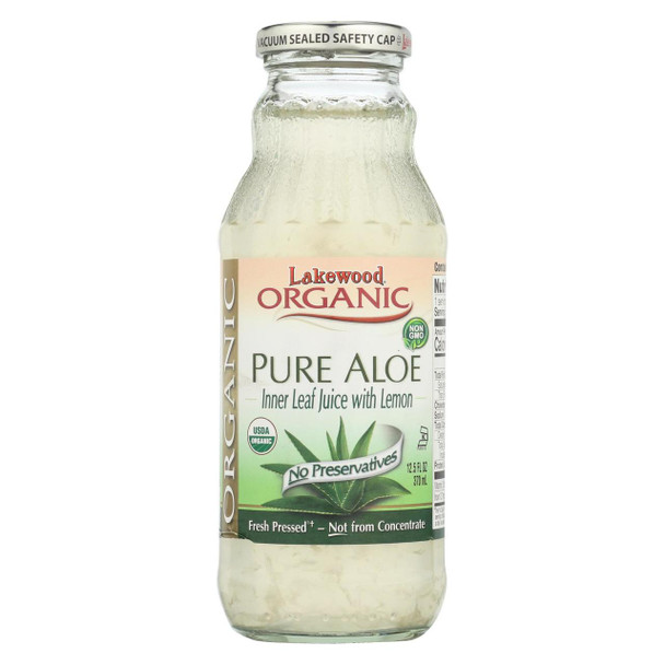 Lakewood Organic Aloe Juice - Pure - Fresh Pressed - Inner Fillet - with Lemon - 12.5 oz