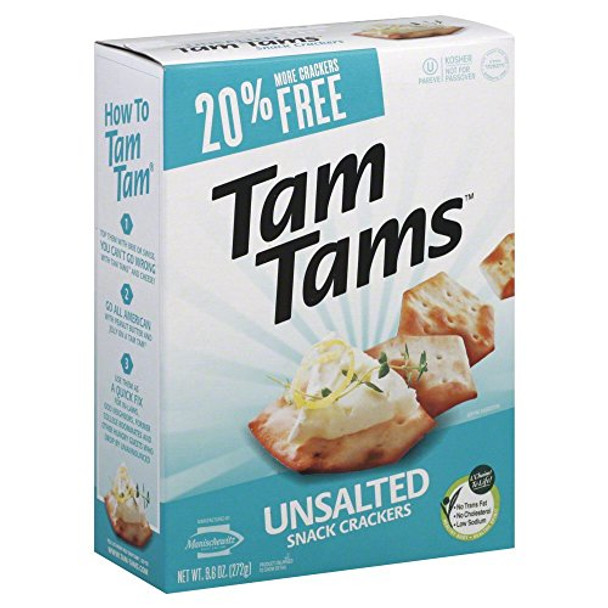 Manischewitz - Tam Tams Snack Crackers - Unsalted - Case of 12 - 9.6 oz.