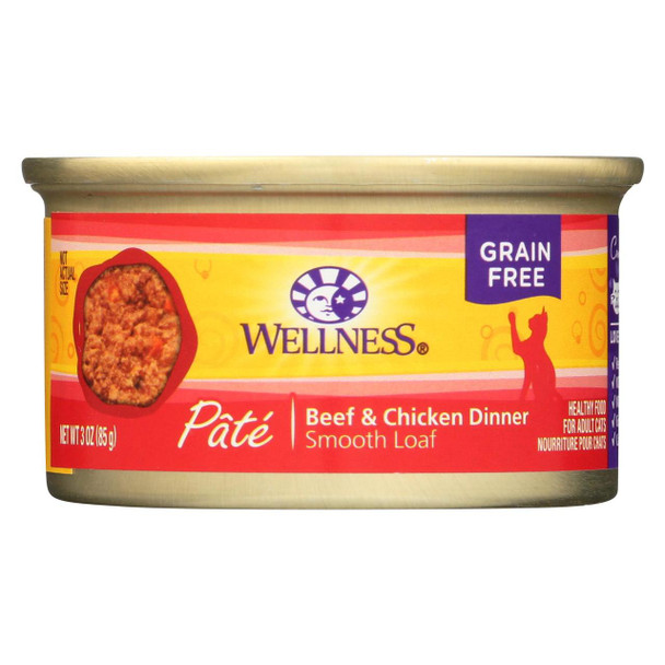 Wellness Pet Products Cat Food - Beef and Chicken - Case of 24 - 3 oz.