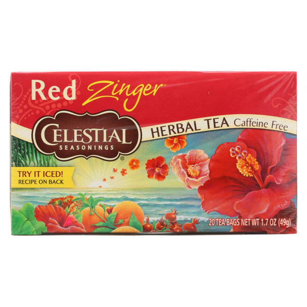 Celestial Seasonings Herbal Tea Caffeine Free Red Zinger - 20 Tea Bags - Case of 6