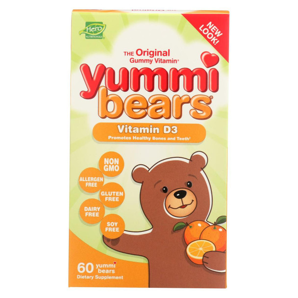 Hero Nutritionals Yummi Bears Gummy Vitamins for Children with VitaminD-3 - 60 Gummies