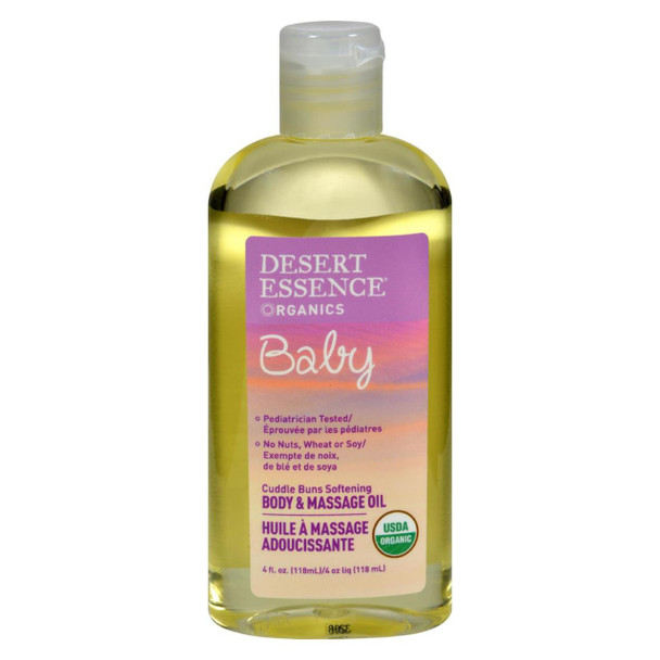 Desert Essence Baby Body and Massage Oil Cuddle Buns Softening Fragrance Free - 4 fl oz