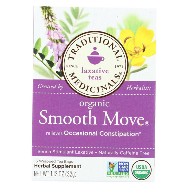 Traditional Medicinals Organic Smooth Move Herbal Tea - 16 Tea Bags - Case of 6