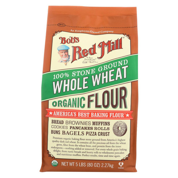 Bob's Red Mill - Organic Whole Wheat Flour - 5 lb - Case of 4