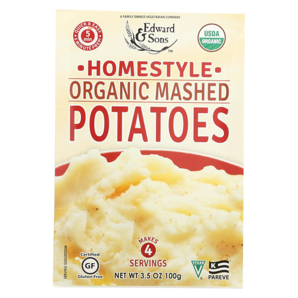 Edward and Sons Organic Mashed Potatoes - Home Style - Case of 6 - 3.5 oz.