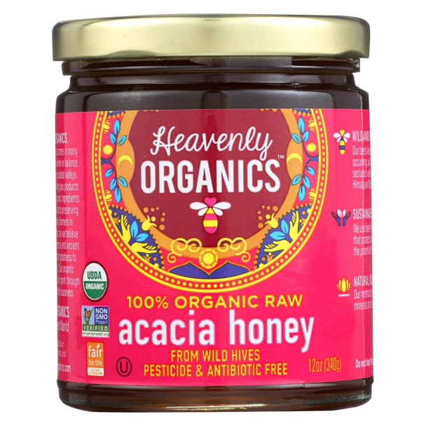 Heavenly Organics Organic Honey - Acacia Honey - Case of 6 - 12 oz.