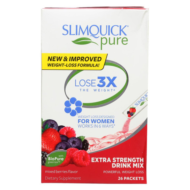 SlimQuick Pure Drink Mix - Mixed Berries - 26 Packets