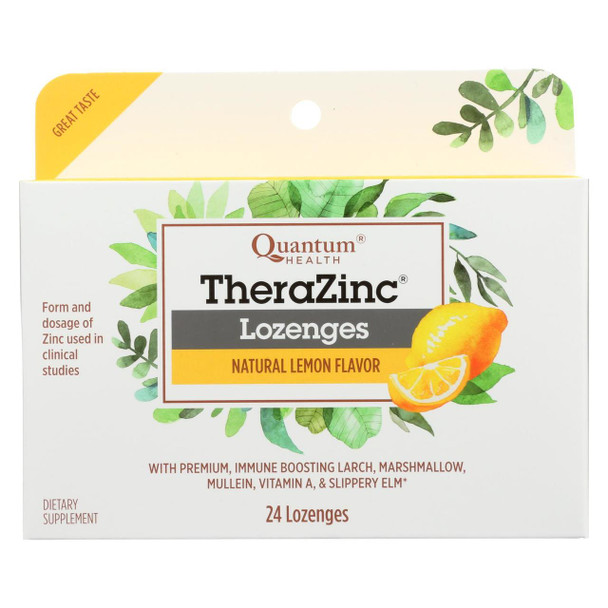 Quantum TheraZinc Cold Season Plus Lozenges Lemon - 14 mg - 24 Lozenges