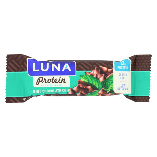 Clif Bar Luna Protein Bar - Mint Chocolate Chip - Case of 12 - 1.59 oz