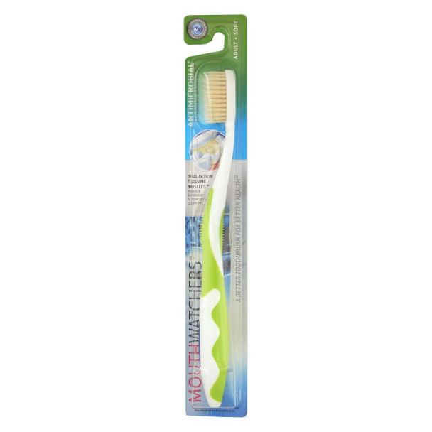 Mouth Watchers Antibacterial Adult Toothbrush Display Case - Green - Case of 20