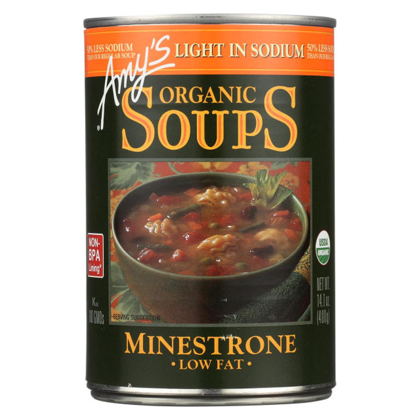 Amy's - Organic Low Sodium Minestrone Soup - Case of 12 - 14.1 oz