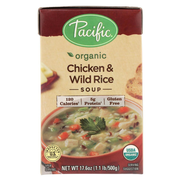 Pacific Natural Foods Soup - Chicken and Wild Rice - Case of 12 - 17.6 oz.