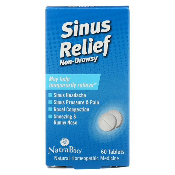 NatraBio Sinus Relief Non-Drowsy - 60 Tablets