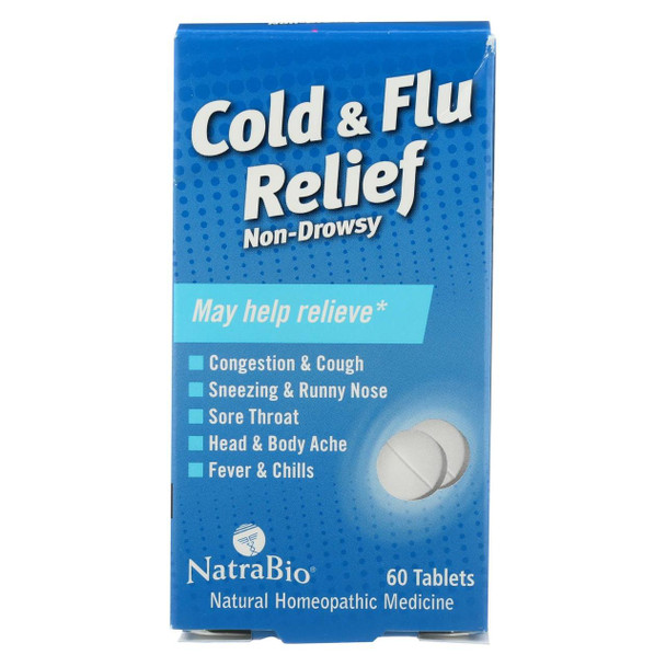 NatraBio Cold and Flu Relief Non-Drowsy - 60 Tablets