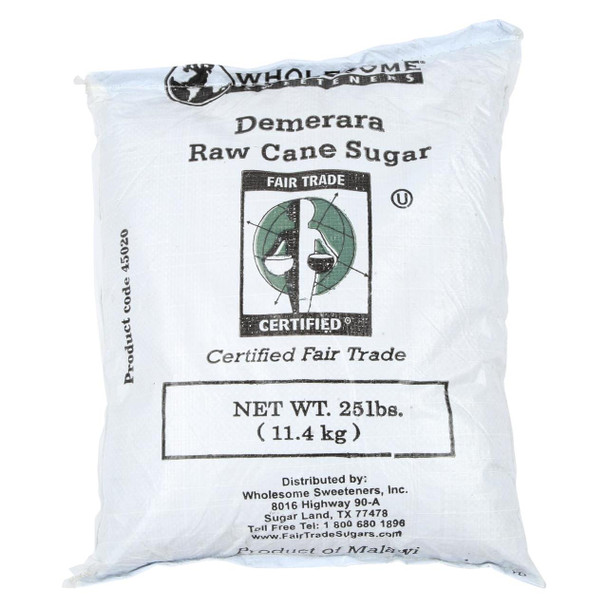 Wholesome Sweeteners Turbinado Sugar Raw Cane Sugar - Single Bulk Item - 25LB