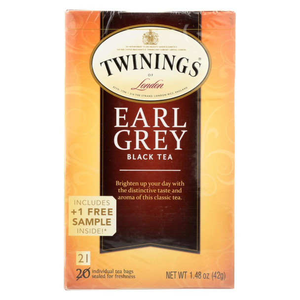 Twinings Tea Earl Grey Tea - Black Tea - Case of 6 - 20 Bags