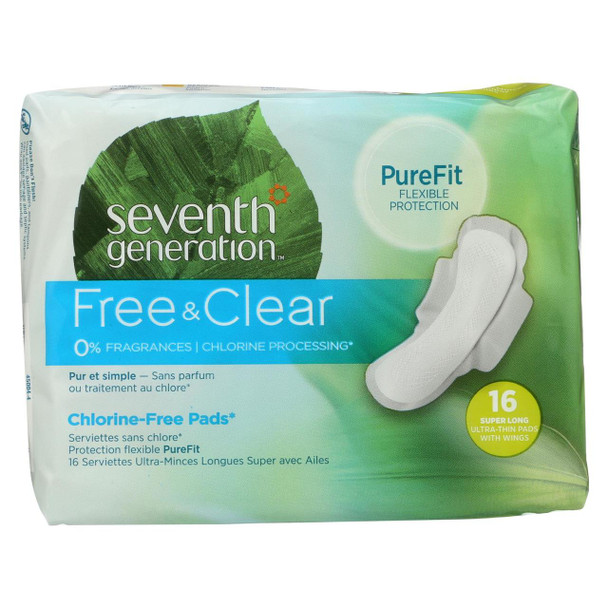 Seventh Generation Chlorine Free Ultra Thin Maxi Pads - Super Long with Wings - 16 Pads