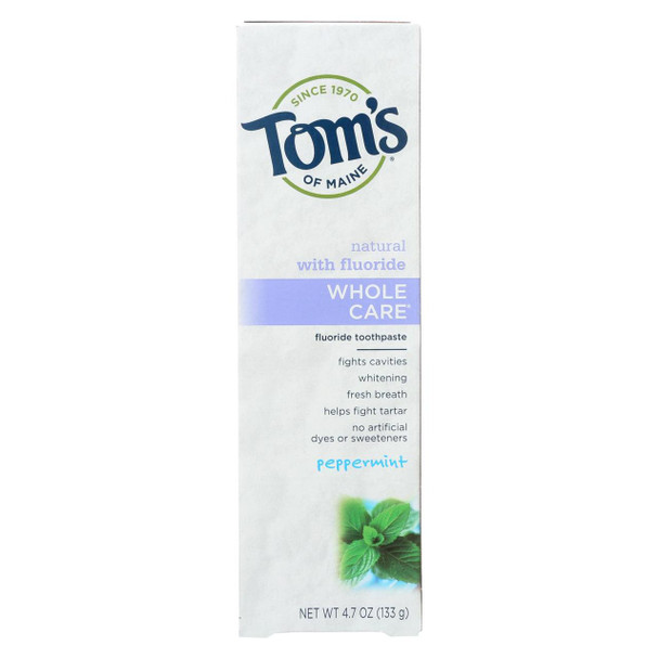 Tom's of Maine Whole Care Toothpaste Peppermint - 4.7 oz - Case of 6