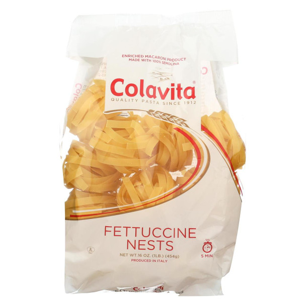 Colavita Fettuccine Nests Pasta - Case of 10 - 16 oz