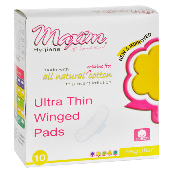 Maxim Hygiene Natural Cotton Ultra Thin Winged Pads Daytime - 10 Pads