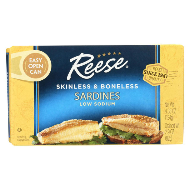 Reese Sardines - Skinless Boneless in Water - Case of 10 - 4.37 oz