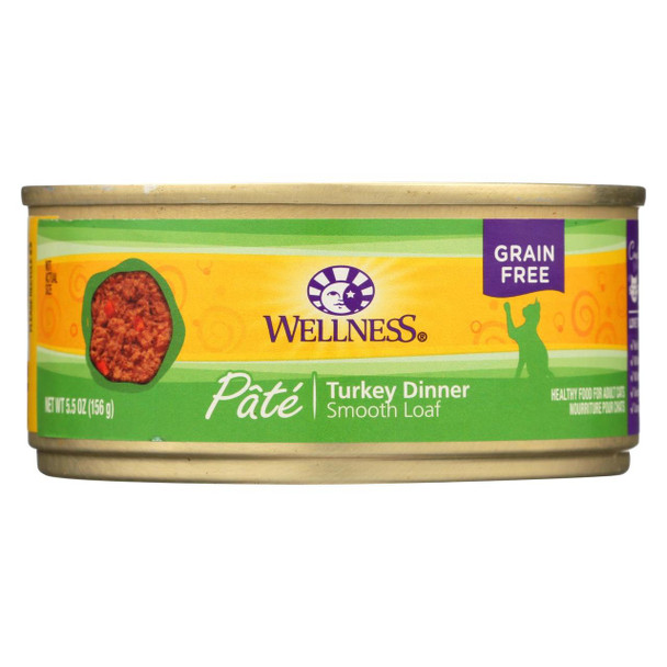 Wellness Pet Products Cat Food - Turkey Recipe - Case of 24 - 5.5 oz.