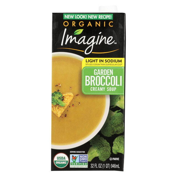 Imagine Foods Soup - Light In Sodium Broccoli - Case of 12 - 32 fl oz.