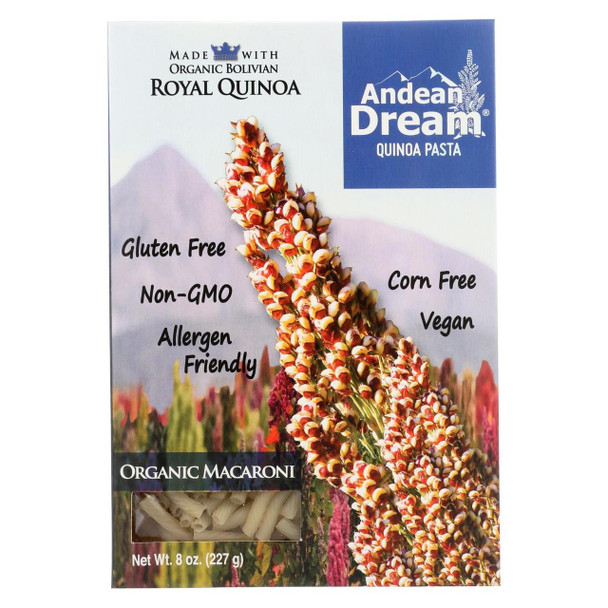 Andean Dream Gluten Free Organic Macaroni Quinoa Pasta - Case of 12 - 8 oz.