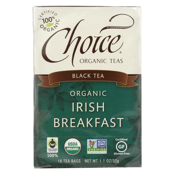 Choice Organic Teas Irish Breakfast Tea - 16 Tea Bags - Case of 6
