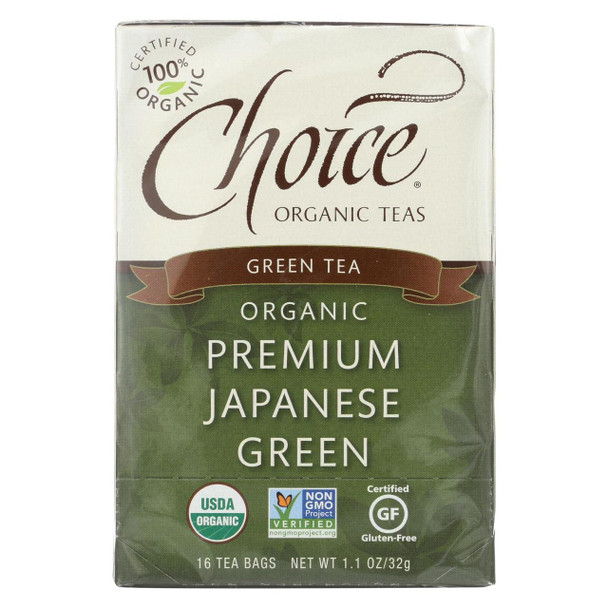 Choice Organic Teas Premium Japanese Green Tea - 16 Tea Bags - Case of 6